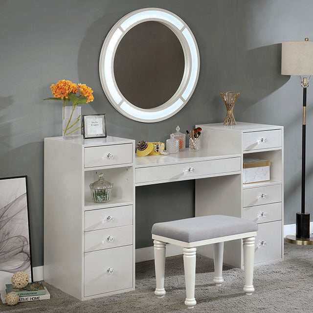Yasmine Luminous White Vanity Set - Ornate Home