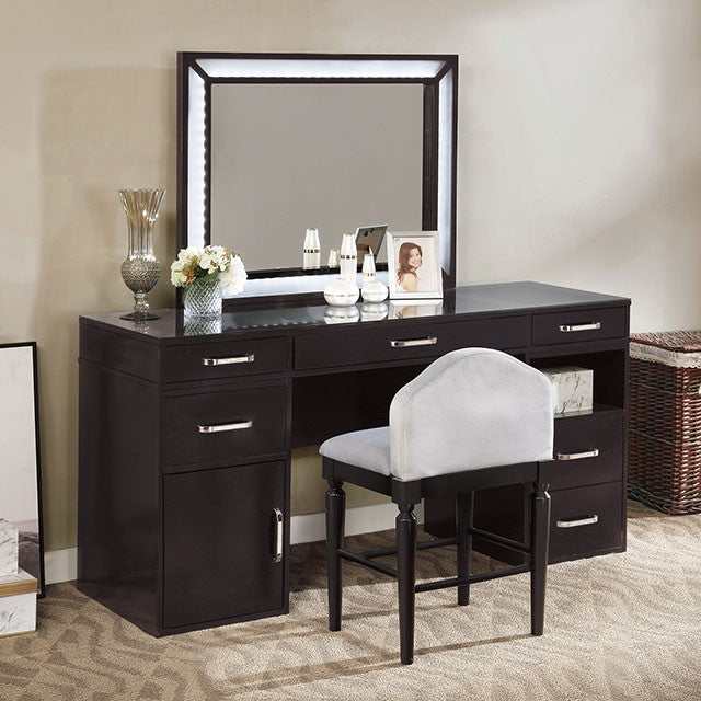 Vickie Obsidian Gray Vanity Set - Ornate Home