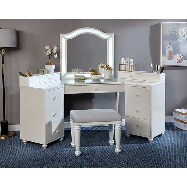 Tracie Luminous White Vanity Set - Ornate Home