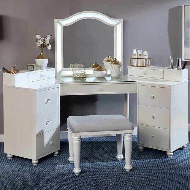 Tracie Luminous White Vanity Set - Ornate Home