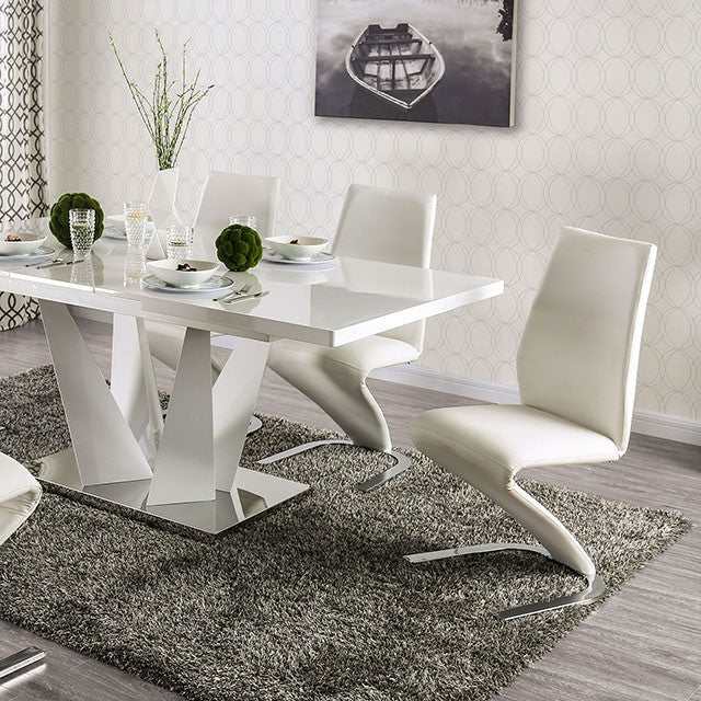 Zain White/Chrome Dining Table - Ornate Home