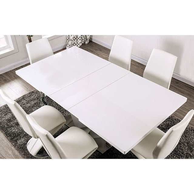 Zain White/Chrome Dining Table - Ornate Home