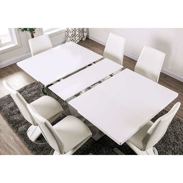 Zain White/Chrome Dining Table - Ornate Home