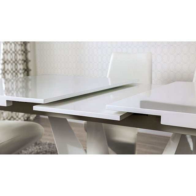 Zain White/Chrome Dining Table - Ornate Home