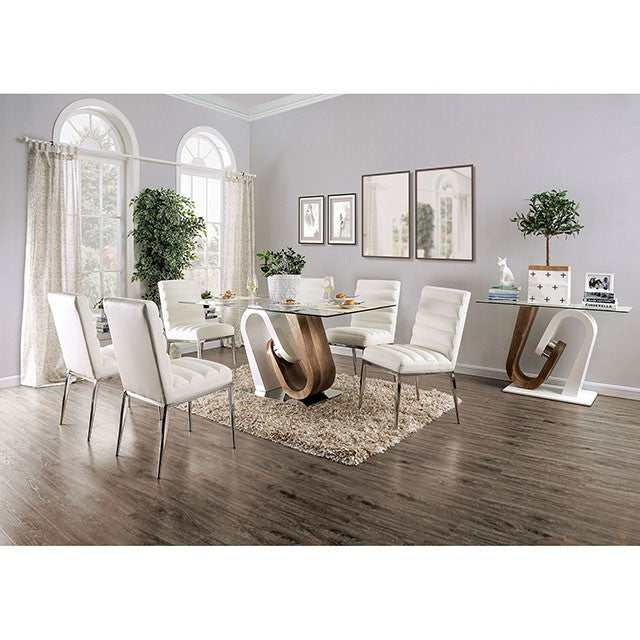 Cilegon White/Natural Tone Dining Table - Ornate Home