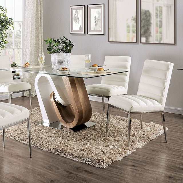 Cilegon White/Natural Tone Dining Table - Ornate Home