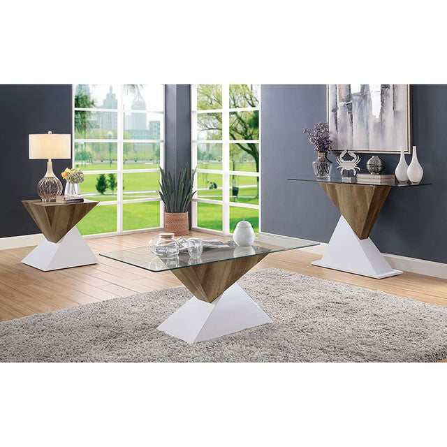 Bima White/Natural Tone End Table - Ornate Home