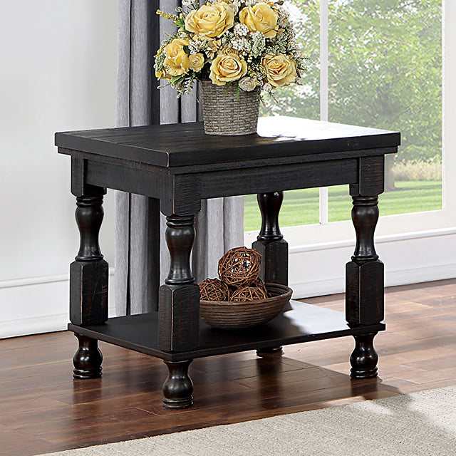 Calandra Antique Black End Table - Ornate Home