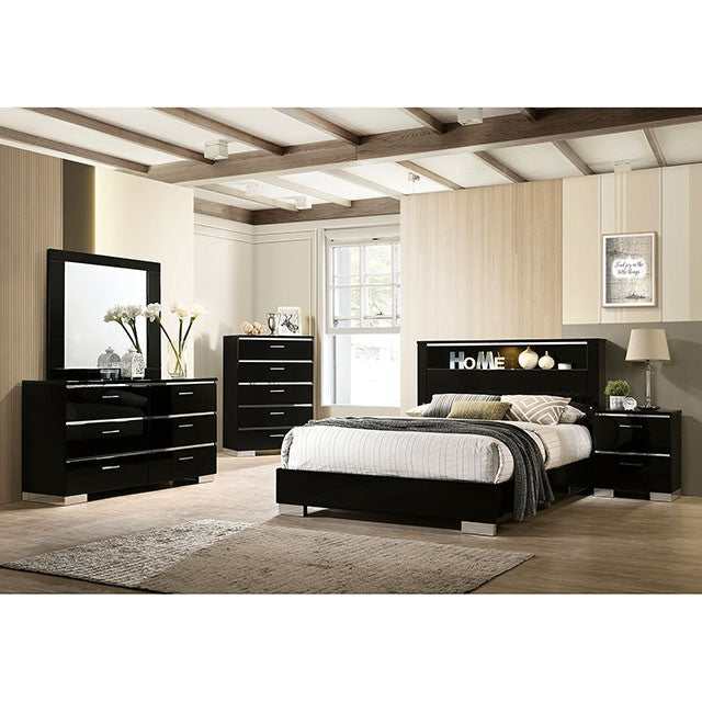 Carlie Black/Chrome Eastern King Bed - Ornate Home