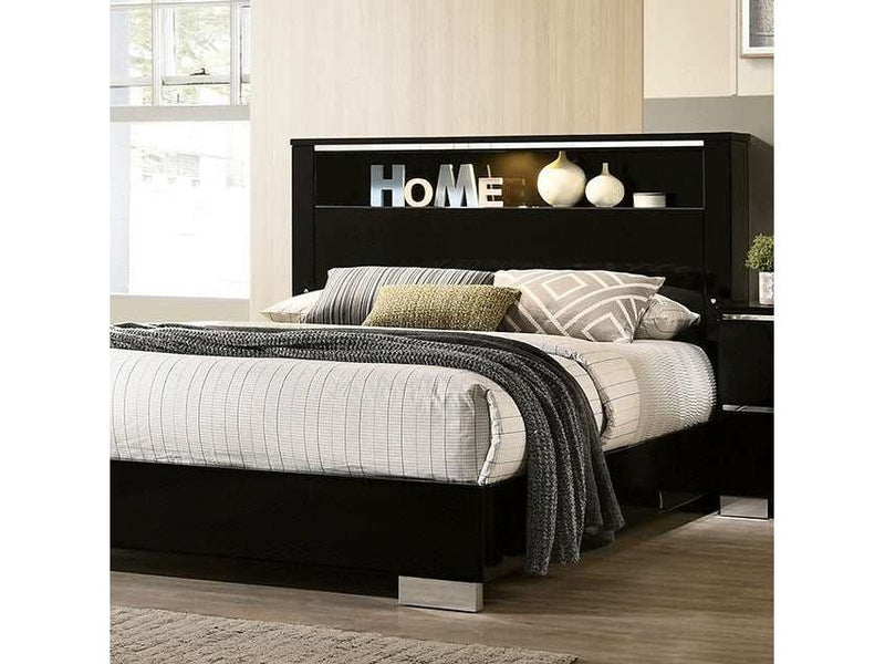 Carlie Black/Chrome Eastern King Bed - Ornate Home