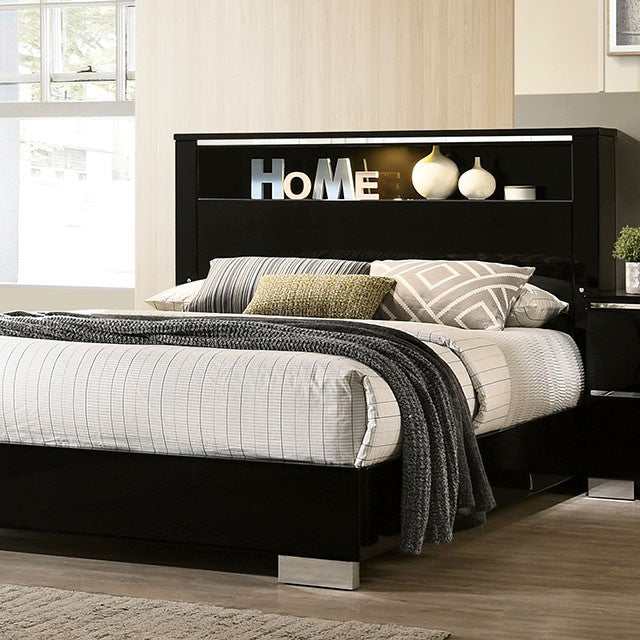 Carlie Black/Chrome Queen Bed - Ornate Home