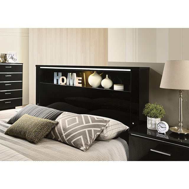 Carlie Black/Chrome Eastern King Bed - Ornate Home