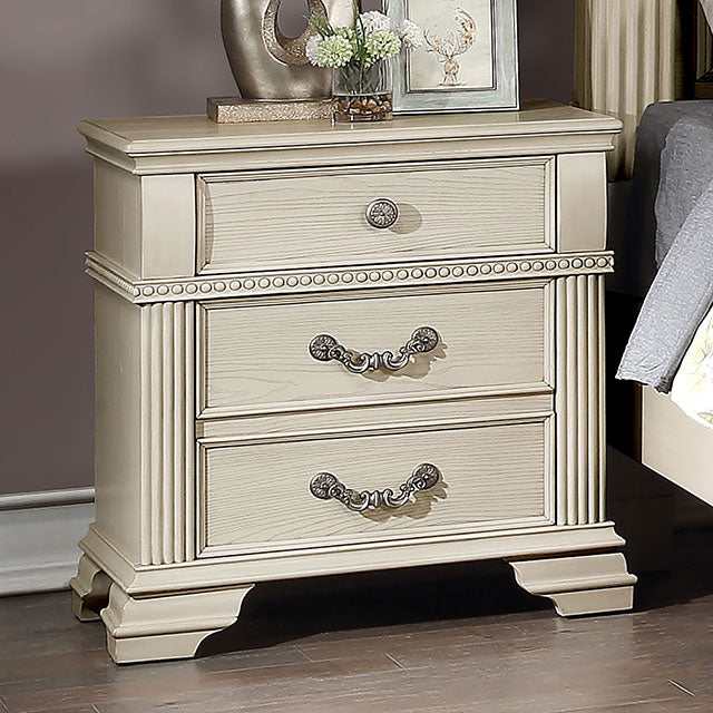 Pamphilos Antique White Nightstand - Ornate Home