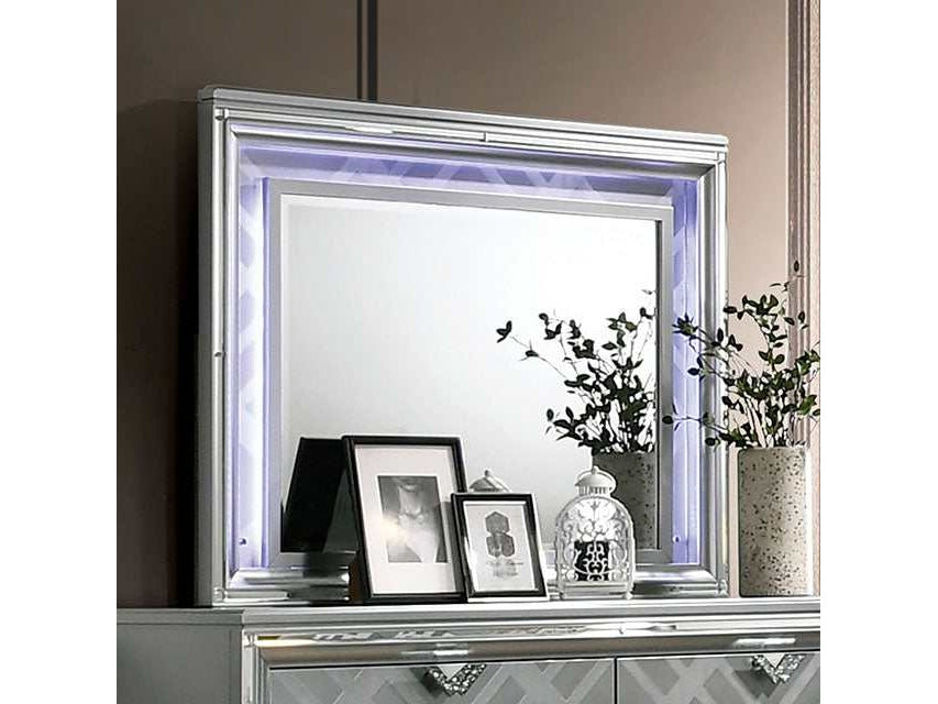 Emmeline Silver Mirror w/ LED Lights - Ornate Home