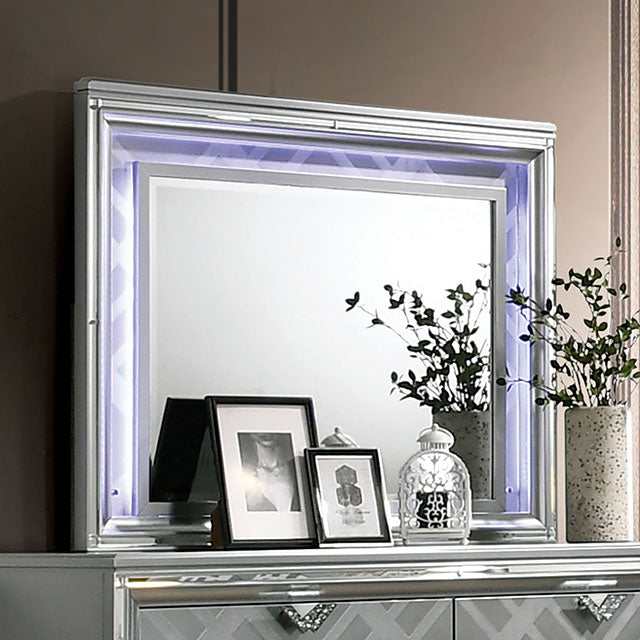 Emmeline Silver Mirror w/ LED Lights - Ornate Home