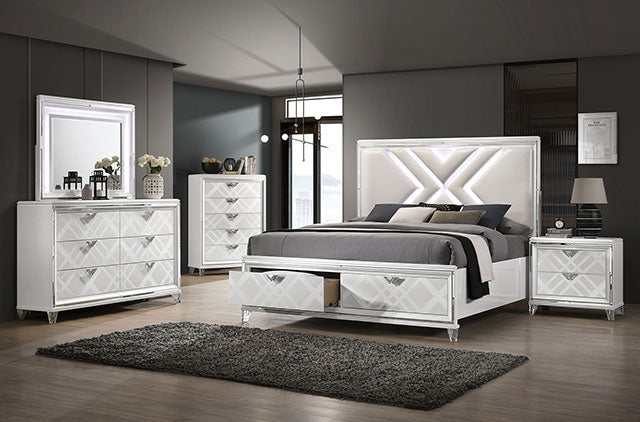 Emmeline White Queen Bed - Ornate Home