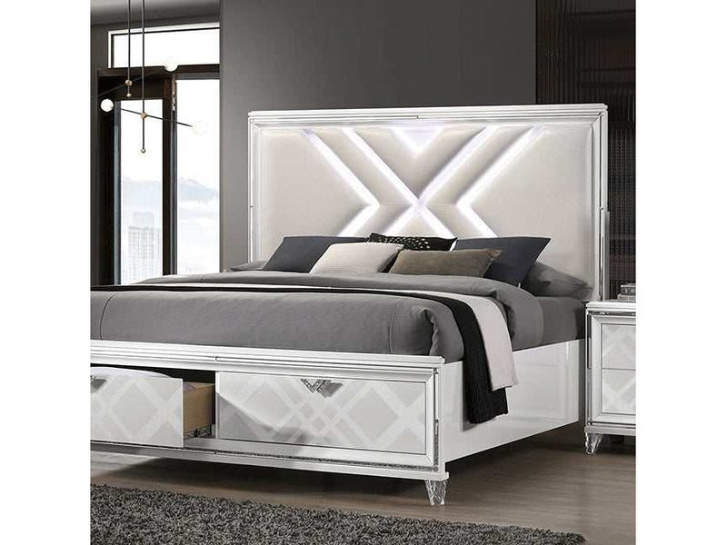 Emmeline White Eastern King Bed - Ornate Home