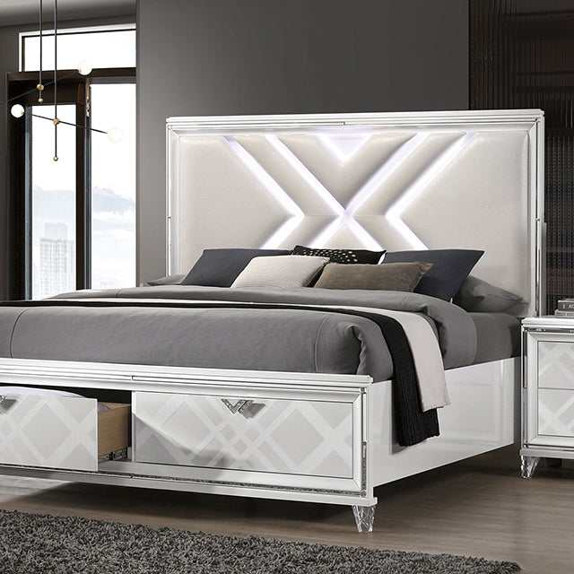 Emmeline White Queen Bed - Ornate Home