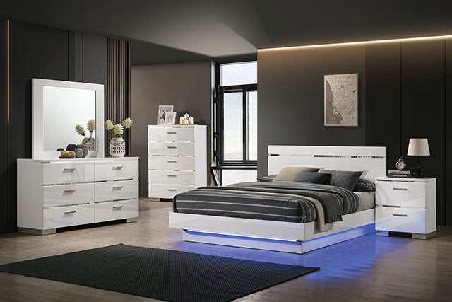 Erlach White/Chrome Queen Bed/Chrome - Ornate Home