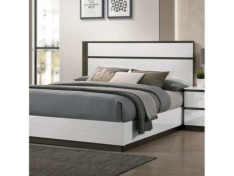 Birsfelden White & Metallic Gray Queen Bed - Ornate Home