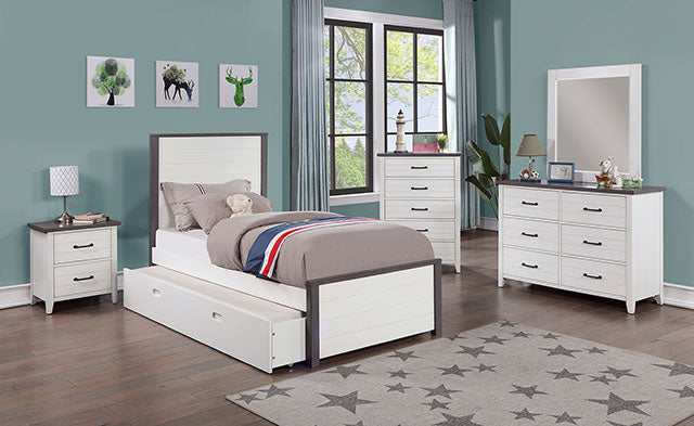 Priam White/Gray Twin Bed - Ornate Home