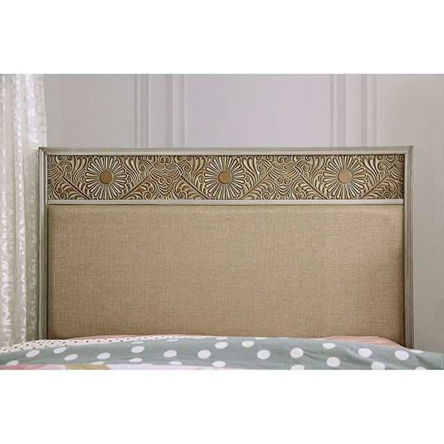 Jakarta Antique White/Beige Queen Bed - Ornate Home