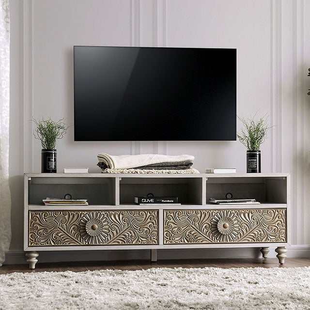 Jakarta Antique White TV Stand - Ornate Home