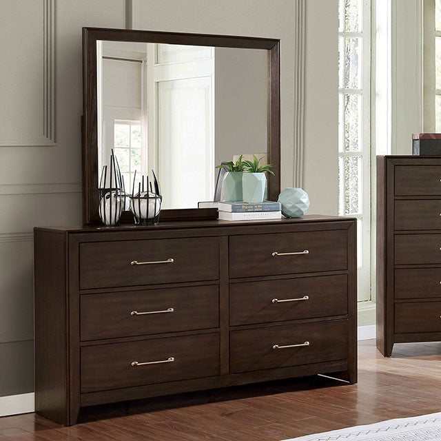 Jamie Walnut Dresser With Support Rail - Ornate Home