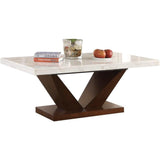 Forbes White Marble & Walnut Coffee Table - Ornate Home