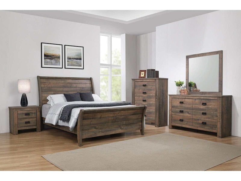 Frederick - Weathered Oak - Queen Panel 4pc Bedroom Set - Ornate Home