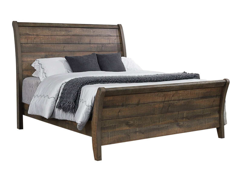 Frederick - Weathered Oak - Queen Sleigh Panel Bed - Ornate Home