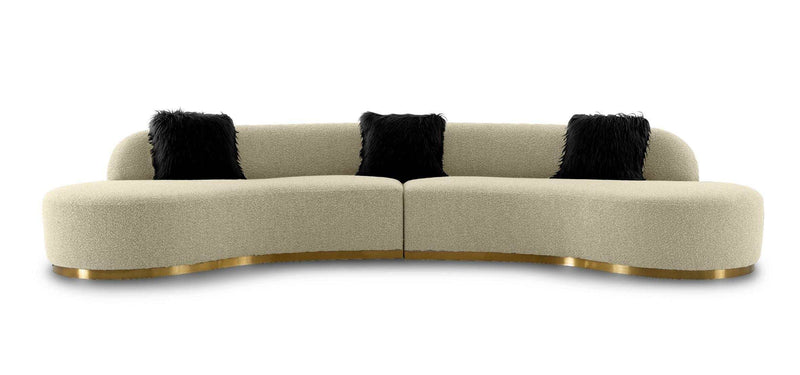 Frontier Glam Beige Fabric Symmetrical Curved Sectional Sofa - Ornate Home