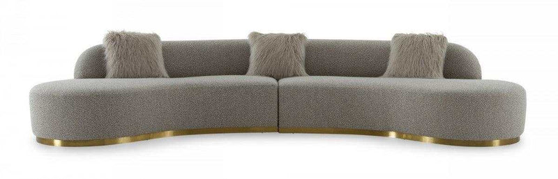 Frontier Glam Grey Fabric Symmetrical Curved Sectional Sofa - Ornate Home