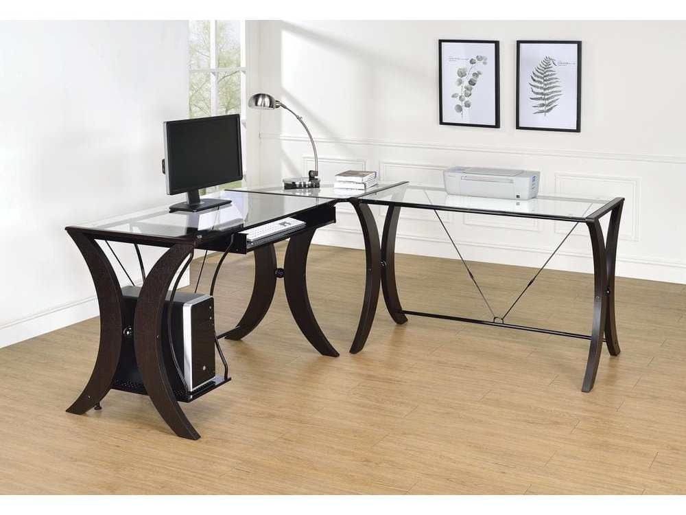 Monterey Cappuccino 3pc LShaped Computer Desk Set - Ornate Home