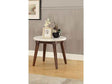 Gasha White Marble & Walnut End Table - Ornate Home