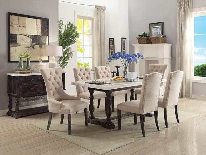 Gerardo Beige & Espresso Dining Chair (Set of 2) - Ornate Home