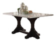 Gerardo White Marble & Weathered Espresso Dining Table - Ornate Home