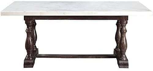 Gerardo White Marble & Weathered Espresso Dining Table - Ornate Home