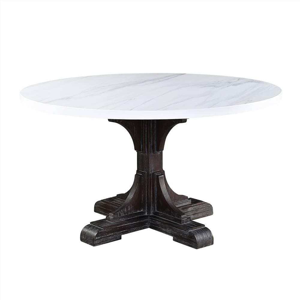 Gerardo White Marble & Weathered Espresso Dining Table - Ornate Home