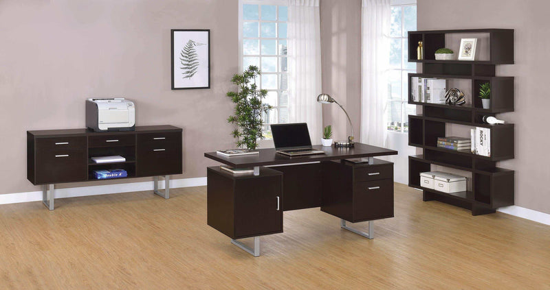 Glavan - Cappuccino - Rectangular Storage Office Desk - Ornate Home