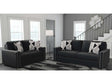 Gleston Onyx Black Velvet 2pc Stationary Living Room Set - Ornate Home