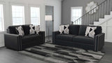 Gleston Onyx Black Velvet 2pc Stationary Living Room Set - Ornate Home