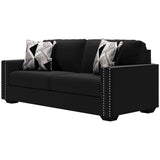 Gleston Onyx Black Velvet 2pc Stationary Living Room Set - Ornate Home