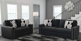 Gleston Onyx Black Velvet 2pc Stationary Living Room Set - Ornate Home