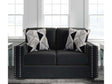 Gleston Onyx Black Velvet Stationary Loveseat - Ornate Home