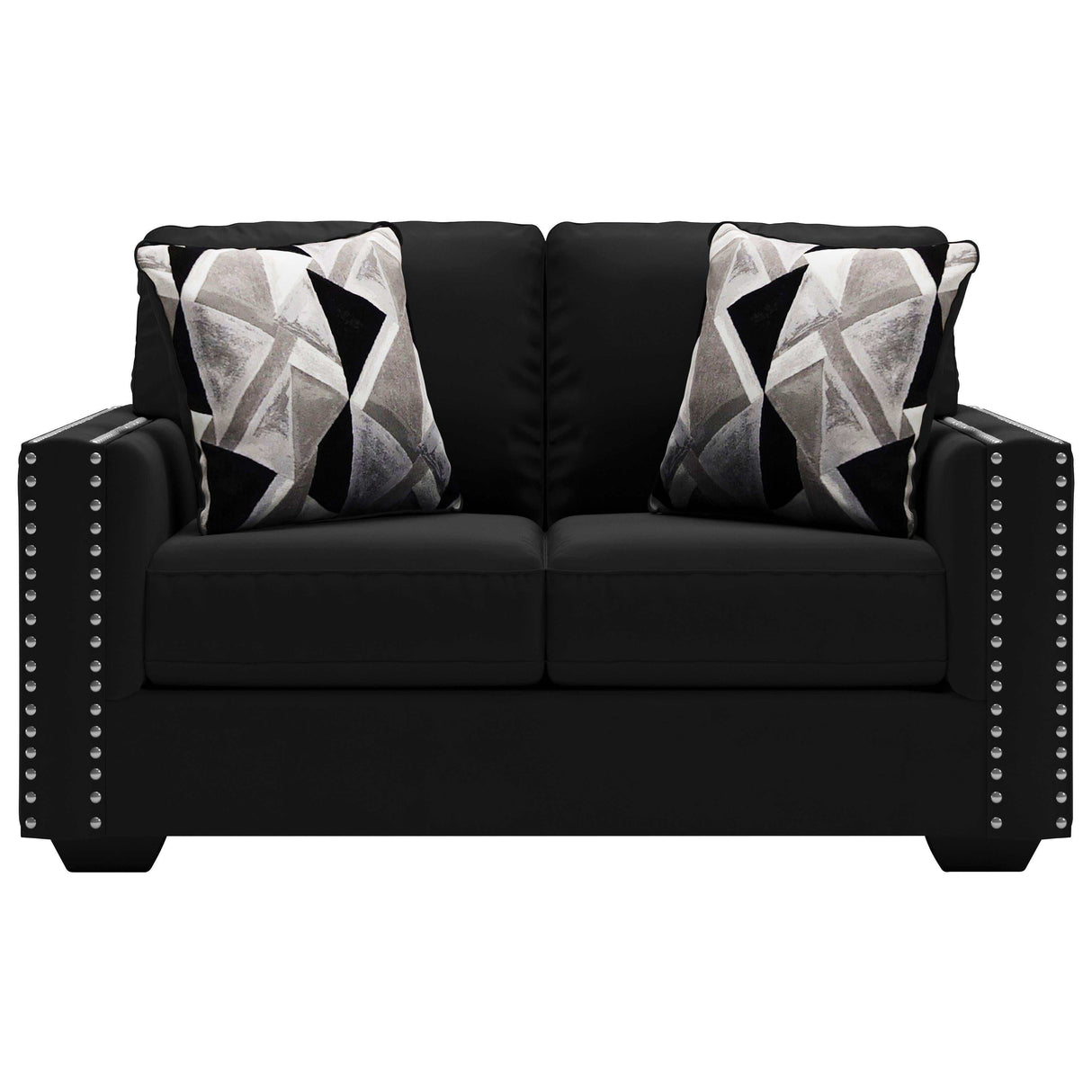 Gleston Onyx Black Velvet Stationary Loveseat - Ornate Home