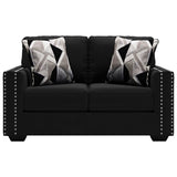 Gleston Onyx Black Velvet Stationary Loveseat - Ornate Home