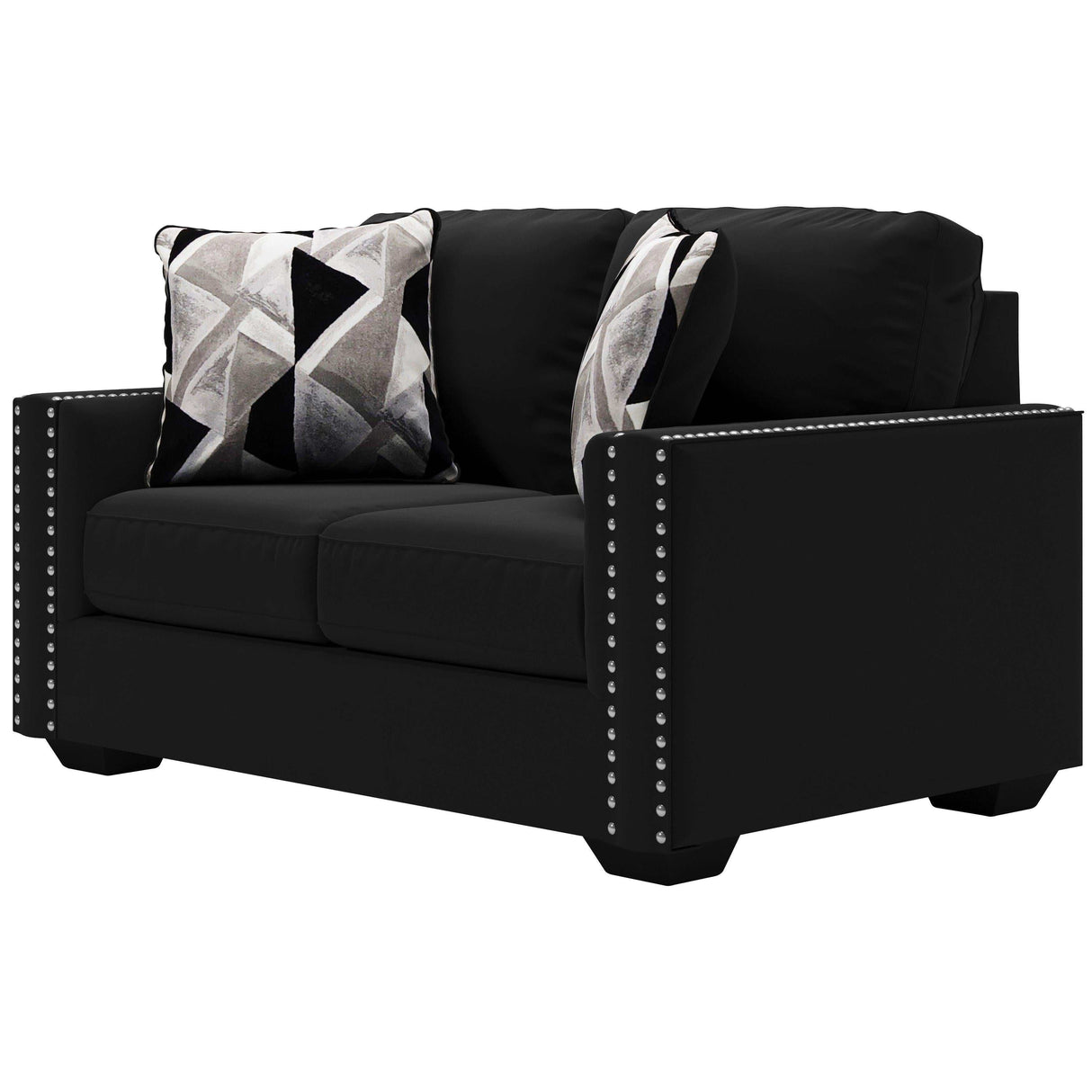 Gleston Onyx Black Velvet Stationary Loveseat - Ornate Home