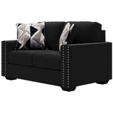 Gleston Onyx Black Velvet Stationary Loveseat - Ornate Home