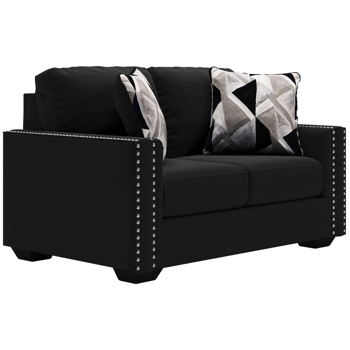 Gleston Onyx Black Velvet Stationary Loveseat - Ornate Home